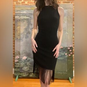 Charlotte Russe Black Fringe Hem Dress, Flapper Girl Dress, Size Small